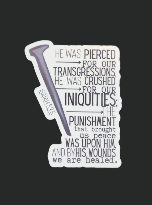 Isaiah 53:5 vinyl sticker